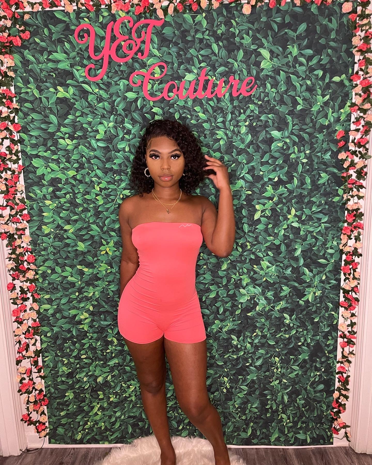 Young & Cozy: YC Slim Logo Romper - Pink